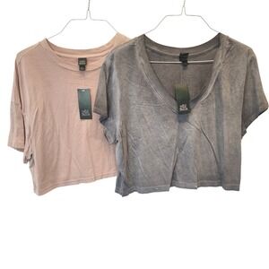 Wild Fable Cropped T-Shirt Women XXL Pink Gray Boxy Relaxed Casual NWT Bundle
